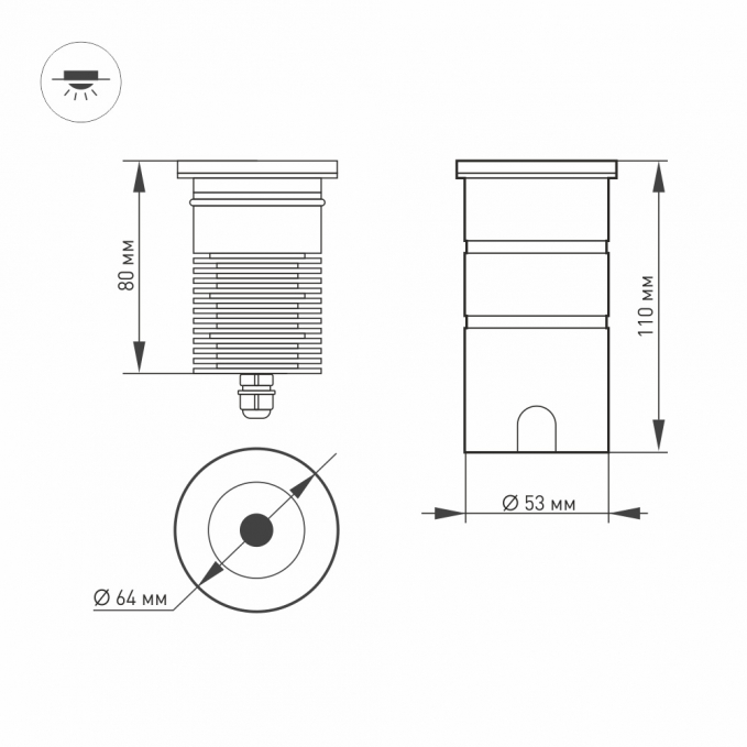 Светильник LTD-GROUND-R65-6W Warm2700 (SL, 24 deg, 230V), Arlight, 060623, изображение 2 Светильник LTD-GROUND-R65-6W Warm2700 (SL, 24 deg, 230V), Arlight, 060623, изображение 2