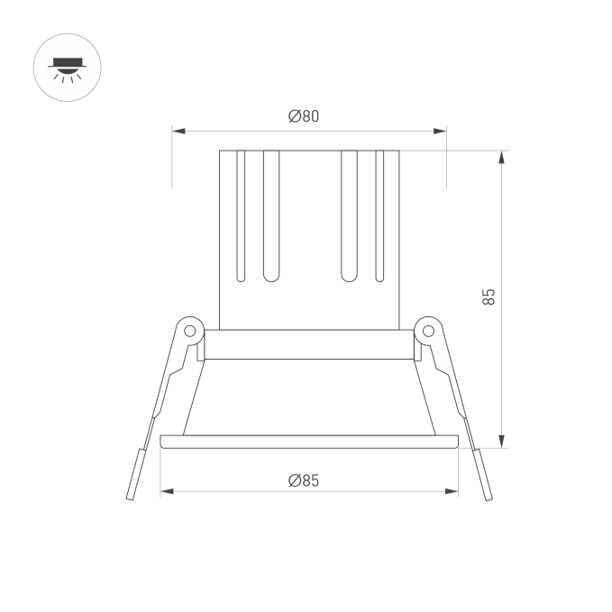 Светильник MS-FLOW-BUILT-R85-6W Warm3000 (WH, 55 deg, 230V), Arlight, 060923, изображение 2