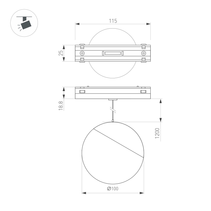 Светильник MAG-VIBE-EMISFERO-HANG-R100-6W Warm3000 (WH, 130 deg, 48V), Arlight, 044456, изображение 4