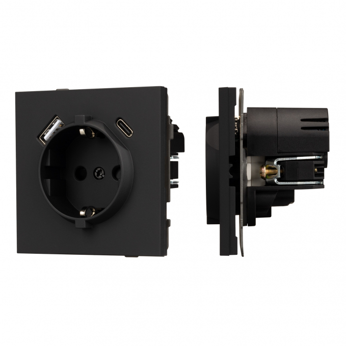 Механизм розетки с USB зарядкой SCT-TENDO-MUAC-SFPL-BK (230V, 16A), Arlight, 054607, изображение 1 Механизм розетки с USB зарядкой SCT-TENDO-MUAC-SFPL-BK (230V, 16A), Arlight, 054607, изображение 1