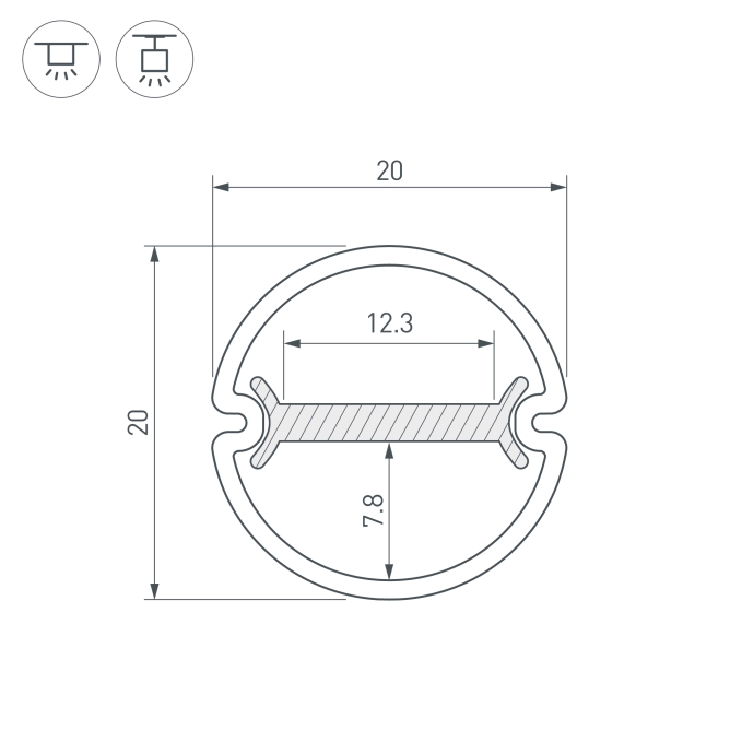 Профиль ARH-ROUND-D20-DUAL-2000 ANOD, Arlight, 039218, изображение 6