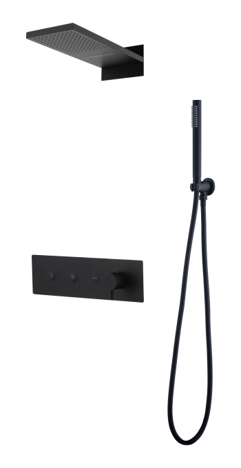 Душевой комплект со смесителем Boheme Fusion 130-B черный матовый Душевой комплект со смесителем Boheme Fusion 130-B черный матовый