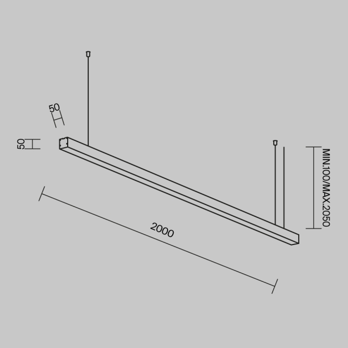 Линейный светильник подвесной 4000K 50x50 40 Вт (Серебро, 2 м) LL312024, LL312024, изображение 6 Линейный светильник подвесной 4000K 50x50 40 Вт (Серебро, 2 м) LL312024, LL312024, изображение 6