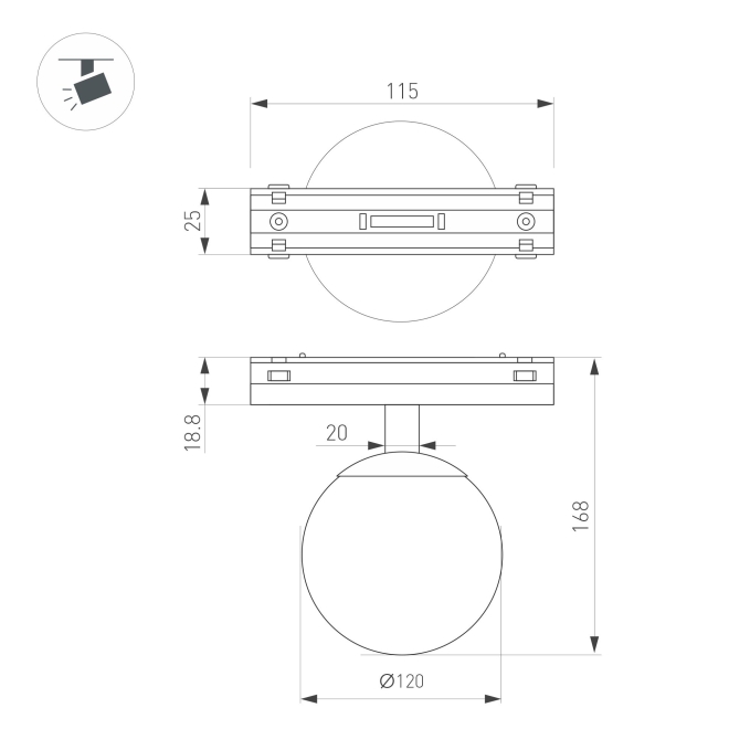 Светильник MAG-VIBE-SFERO-R120-6W Day4000 (WH, 235 deg, 48V), Arlight, 044459, изображение 2 Светильник MAG-VIBE-SFERO-R120-6W Day4000 (WH, 235 deg, 48V), Arlight, 044459, изображение 2