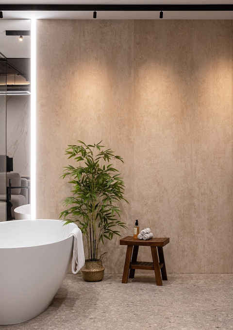 Керамогранит Laminam Cemento Grigio Bocciardato 5 100x300, LAMF009026 Керамогранит Laminam Cemento Grigio Bocciardato 5 100x300, LAMF009026