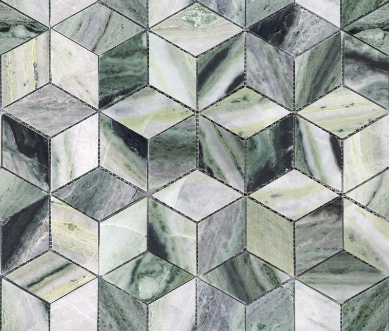 Мозаика Caramelle (LeeDo) Pietrine Onice Verde Oliva Pol Diamond 55x96 25.9x29.8
