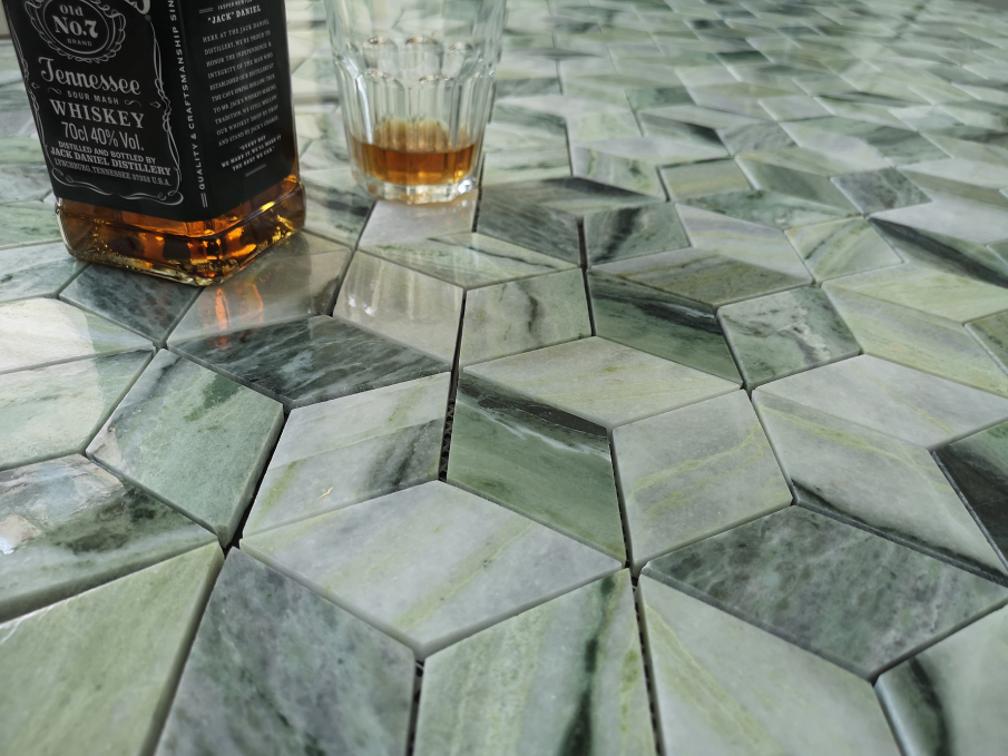 Мозаика Caramelle (LeeDo) Pietrine Onice Verde Oliva Pol Diamond 55x96 25.9x29.8