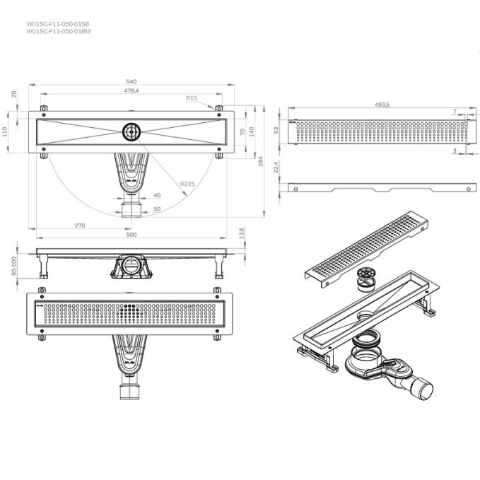Трап AM.PM MasterFlow W01SC-P11-050-01BM Трап AM.PM MasterFlow W01SC-P11-050-01BM