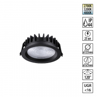 Светильник встраиваемый с переключателем цв. емпературы IP44 LED 25W 220-240V 2700К/3200К/4000К FLUO WIR NT25 504 NOVOTECH 359847