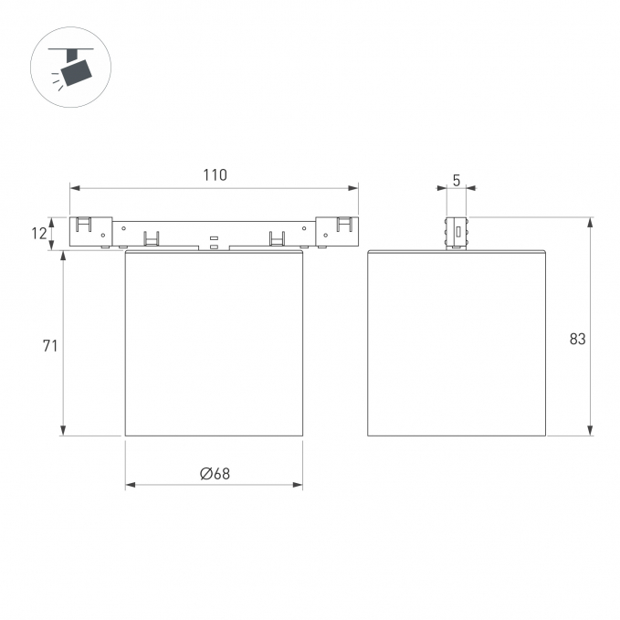 Светильник MAG-MICROCOSM-POINT-R68-7W Day4000 (GD, 36 deg, 24V), Arlight, 051829, изображение 5