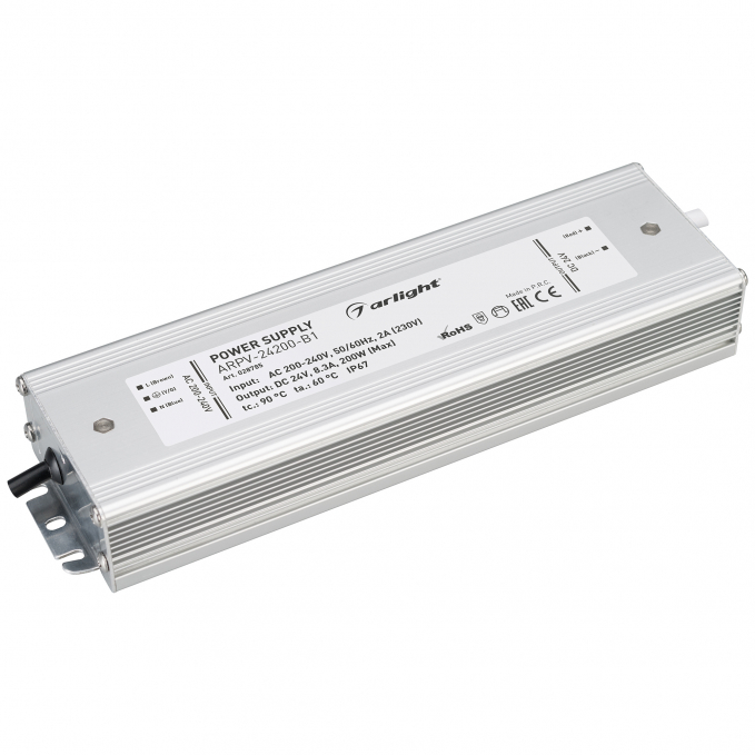 Блок питания ARPV-24200-B1 (24V, 8,3A, 200W), Arlight, 028785, изображение 1 Блок питания ARPV-24200-B1 (24V, 8,3A, 200W), Arlight, 028785, изображение 1