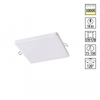 Встраиваемый светильник IP20 LED 3000K 18W 85 - 265V MON SPOT NT19 563 NOVOTECH 358149 Встраиваемый светильник IP20 LED 3000K 18W 85 - 265V MON SPOT NT19 563 NOVOTECH 358149