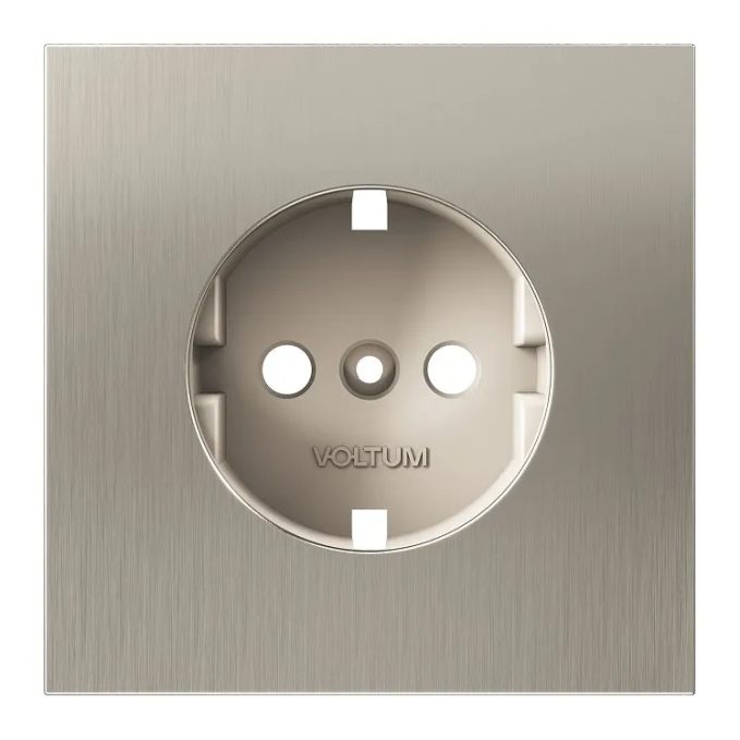 Накладка для розетки с заземлением, S70 Metal (никель), Voltum, VLSM000611