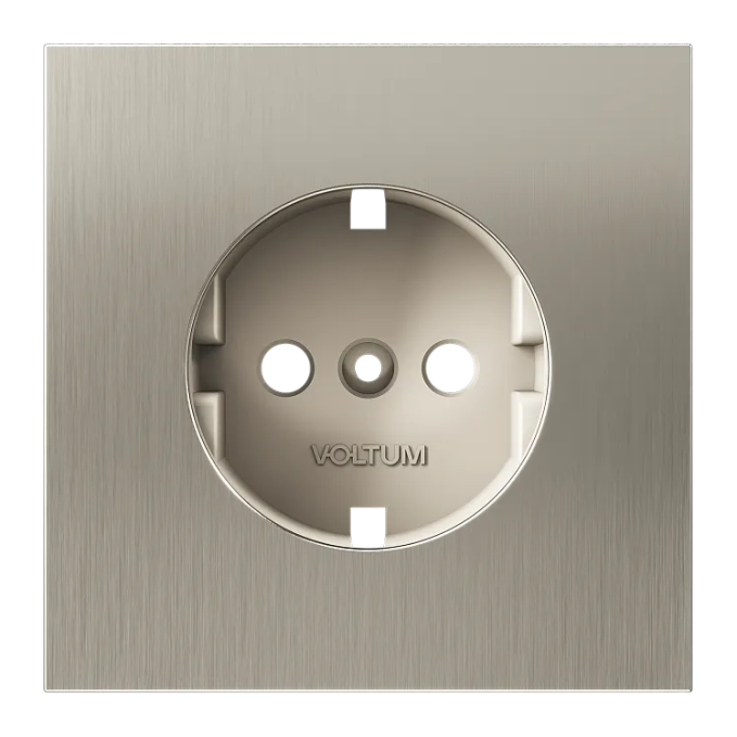 Накладка для розетки с заземлением, S70 Metal (никель), Voltum, VLSM000611