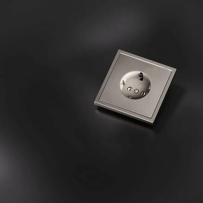 Накладка для розетки с заземлением, S70 Metal (никель), Voltum, VLSM000611