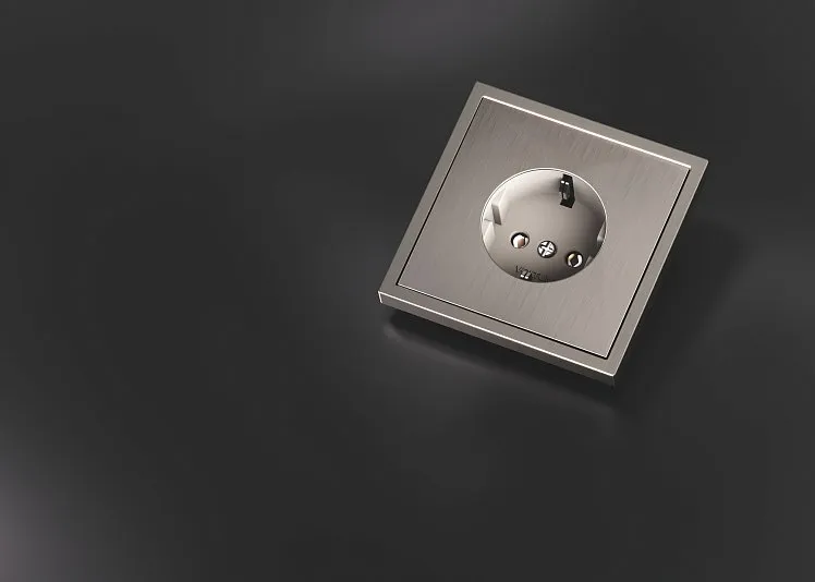 Накладка для розетки с заземлением, S70 Metal (никель), Voltum, VLSM000611