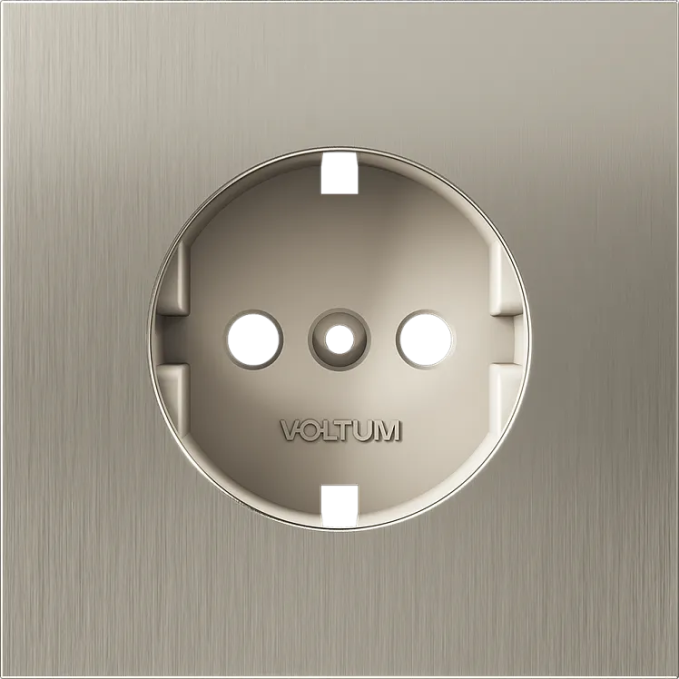 Накладка для розетки с заземлением, S70 Metal (никель), Voltum, VLSM000611