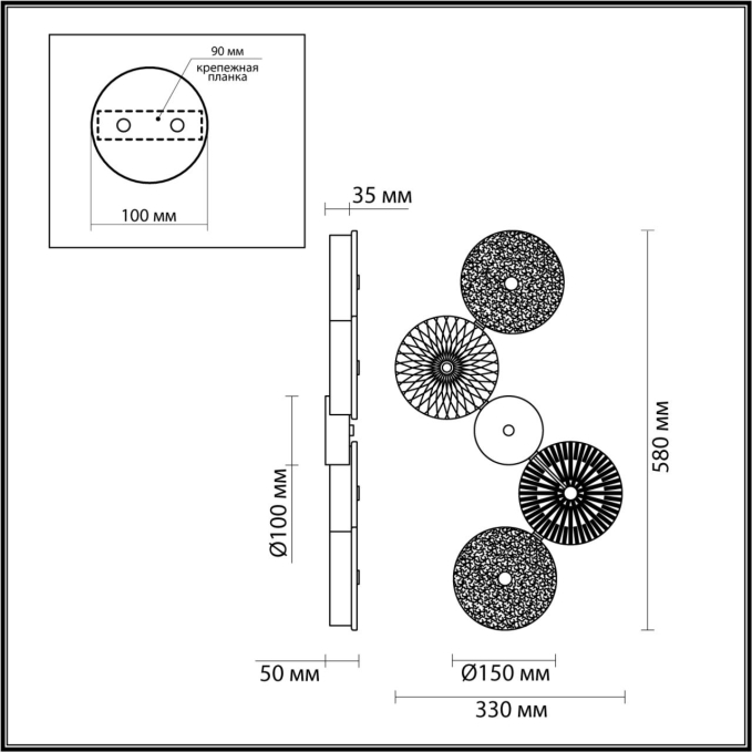 Бра LED 25W 4000K CARAMELLA L-VISION ODL_EX23 143 ODEON LIGHT 5412/25WL, схема товара Бра LED 25W 4000K CARAMELLA L-VISION ODL_EX23 143 ODEON LIGHT 5412/25WL, схема товара