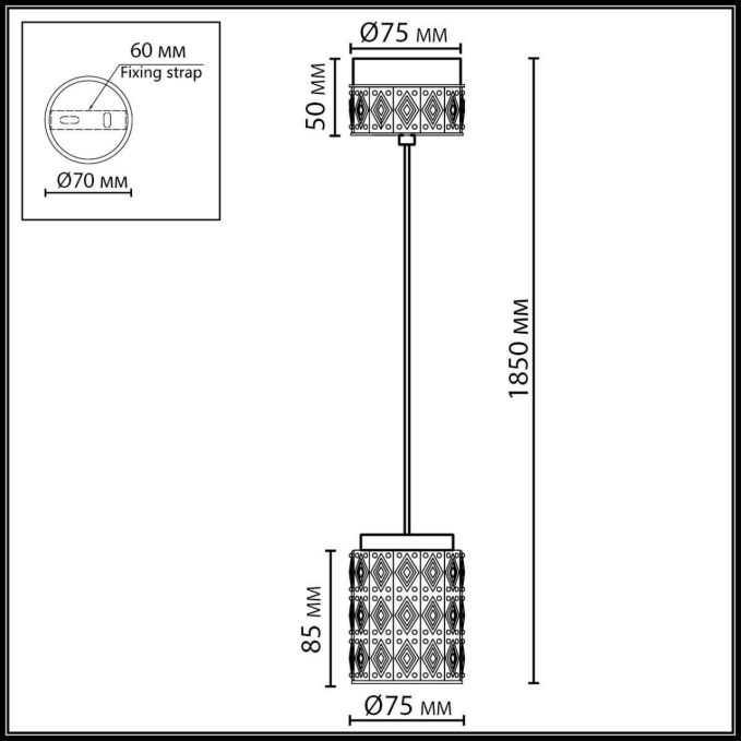 Подвес LED 5W 3000K LULU L-VISION ODL_EX26 011 ODEON LIGHT 5453/5LA, схема товара Подвес LED 5W 3000K LULU L-VISION ODL_EX26 011 ODEON LIGHT 5453/5LA, схема товара