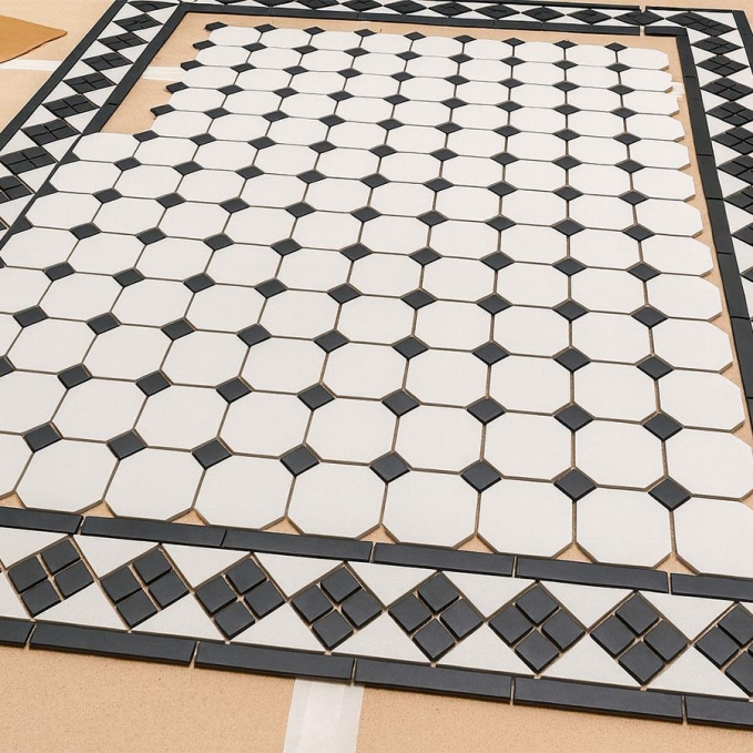Керамогранит Top Cer Octagon 4416 Oct14-1Ch White 16 / Black Dots 14 30x30, OCT16 DOT14 Керамогранит Top Cer Octagon 4416 Oct14-1Ch White 16 / Black Dots 14 30x30, OCT16 DOT14