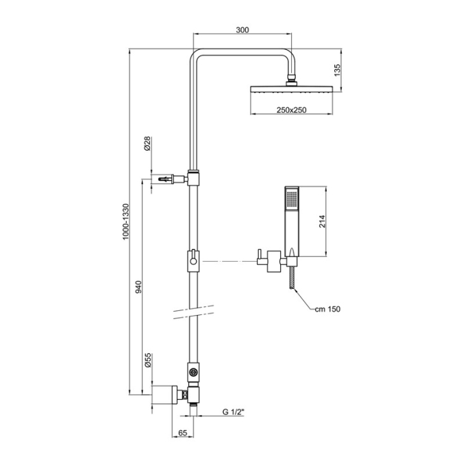 Душевая стойка Webert Shower Set AC0675015PVC хром глянцевый без смесителя Душевая стойка Webert Shower Set AC0675015PVC хром глянцевый без смесителя
