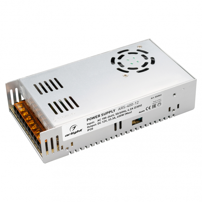 Блок питания ARS-400-12 (12V, 33.3A, 400W), Arlight, 026863, изображение 1