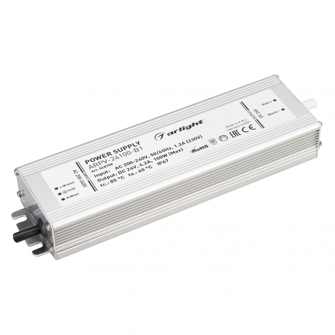 Блок питания ARPV-24100-B1 (24V, 4,2A, 100W), Arlight, 028788, изображение 1 Блок питания ARPV-24100-B1 (24V, 4,2A, 100W), Arlight, 028788, изображение 1
