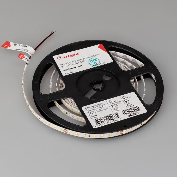 Светодиодная лента UL-A98-8mm 24V Day4000 (10 W/m, IP20, 2835, 5m), Arlight, 040006, изображение 4 Светодиодная лента UL-A98-8mm 24V Day4000 (10 W/m, IP20, 2835, 5m), Arlight, 040006, изображение 4