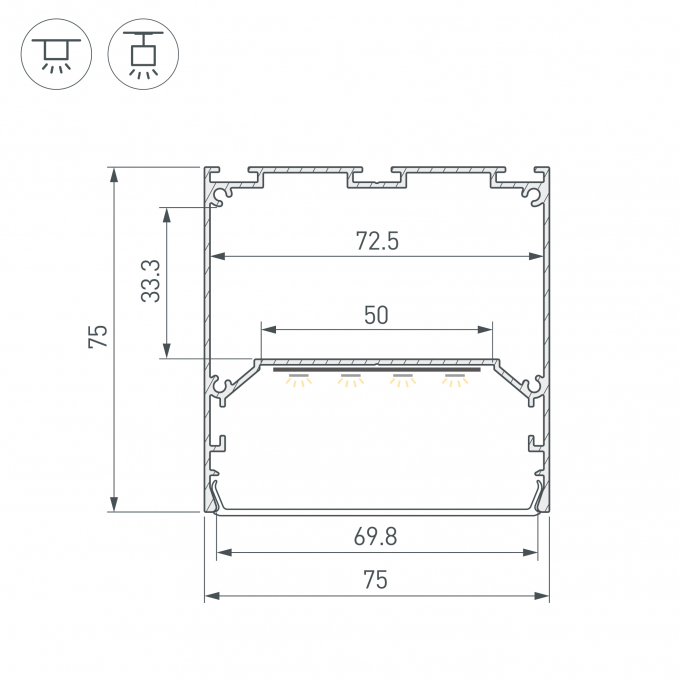 Профиль LINE-M-7575-3000 ANOD, Arlight, 056346, изображение 5 Профиль LINE-M-7575-3000 ANOD, Arlight, 056346, изображение 5