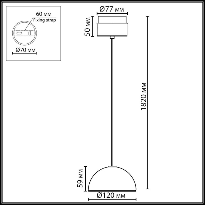 Подвес LED 6W 3000K LULU L-VISION ODL_EX26 011 ODEON LIGHT 5453/6L, схема товара Подвес LED 6W 3000K LULU L-VISION ODL_EX26 011 ODEON LIGHT 5453/6L, схема товара