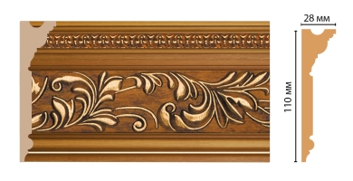 Карниз, плинтус потолочный Decomaster D225-1223ДМ, 110x29x2400 мм