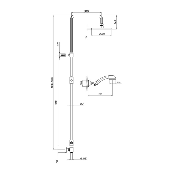 Душевая стойка Webert Shower Set AC0729015METAL хром глянцевый без смесителя Душевая стойка Webert Shower Set AC0729015METAL хром глянцевый без смесителя