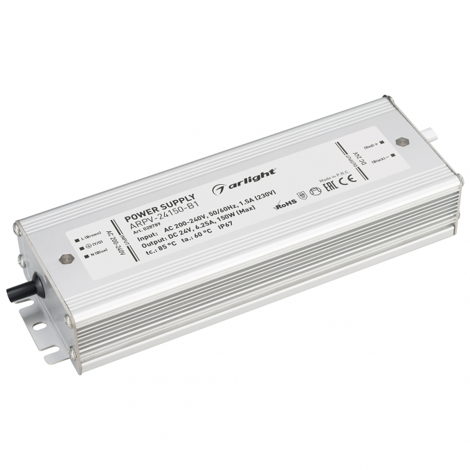 Блок питания ARPV-24150-B1 (24V, 6,3A, 150W), Arlight, 028789, изображение 1 Блок питания ARPV-24150-B1 (24V, 6,3A, 150W), Arlight, 028789, изображение 1