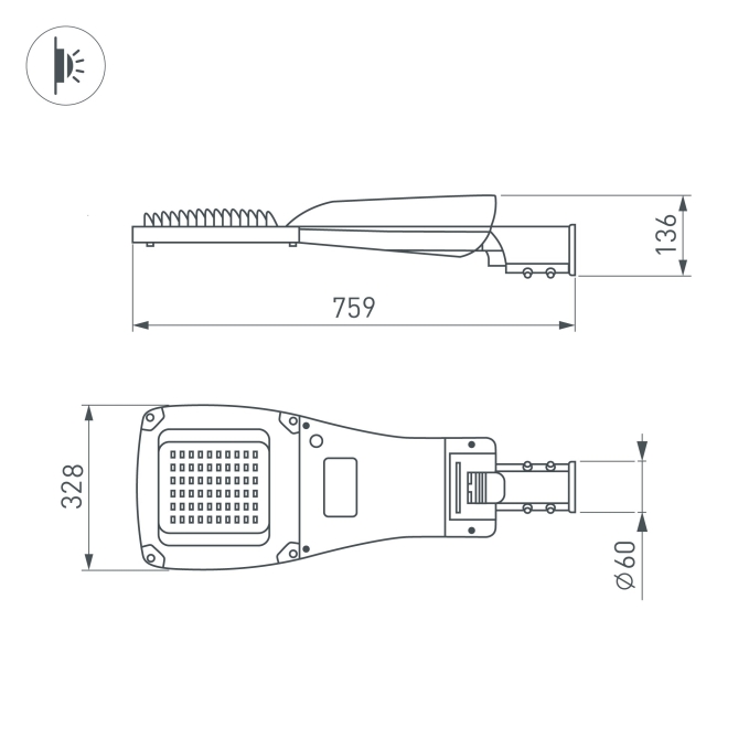 Светильник OXOR-GRES-759х328-150W Day4000 (GR, 150x80 deg, 230V) IP66, Arlight, 055497, изображение 2 Светильник OXOR-GRES-759х328-150W Day4000 (GR, 150x80 deg, 230V) IP66, Arlight, 055497, изображение 2