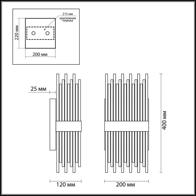 Бра G9 4*33W 220V FOCCO HALL ODL20 647 ODEON LIGHT 4722/4W, схема товара Бра G9 4*33W 220V FOCCO HALL ODL20 647 ODEON LIGHT 4722/4W, схема товара