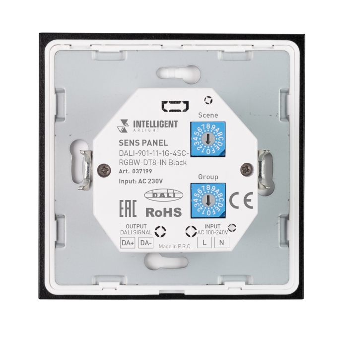 INTELLIGENT ARLIGHT Сенсорная панель DALI-901-11-1G-4SC-RGBW-DT8-IN Black (BUS/230V), Arlight, 037199, изображение 3 INTELLIGENT ARLIGHT Сенсорная панель DALI-901-11-1G-4SC-RGBW-DT8-IN Black (BUS/230V), Arlight, 037199, изображение 3