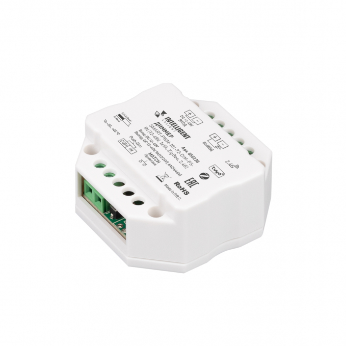 INTELLIGENT ARLIGHT Диммер SMART-PWM-101-72-DIM-PD-IN (12-48V, 1x9A, ZigBee, 2.4G), Arlight, 058220, изображение 1 INTELLIGENT ARLIGHT Диммер SMART-PWM-101-72-DIM-PD-IN (12-48V, 1x9A, ZigBee, 2.4G), Arlight, 058220, изображение 1