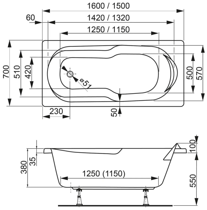 Ванна акриловая Vagnerplast Nymfa 160x70 VPBA167NYM2E-04 Ванна акриловая Vagnerplast Nymfa 160x70 VPBA167NYM2E-04