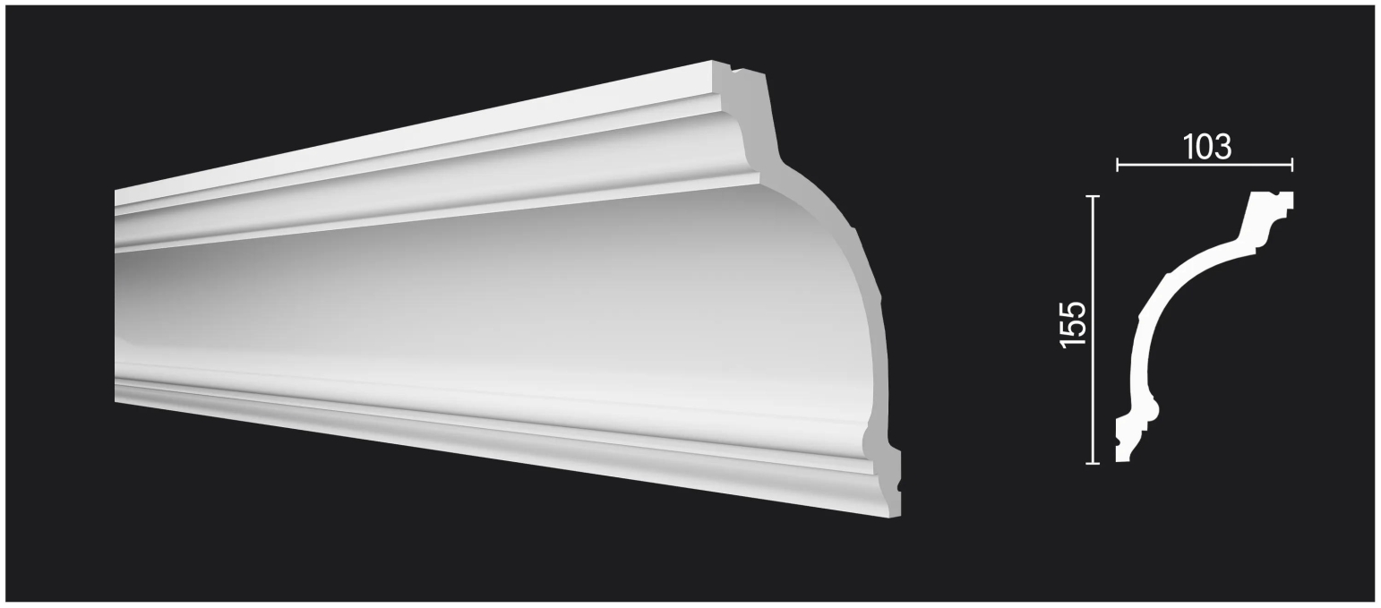 Карниз Decor-Dizayn DD521, 155x103x2000 мм Карниз Decor-Dizayn DD521, 155x103x2000 мм