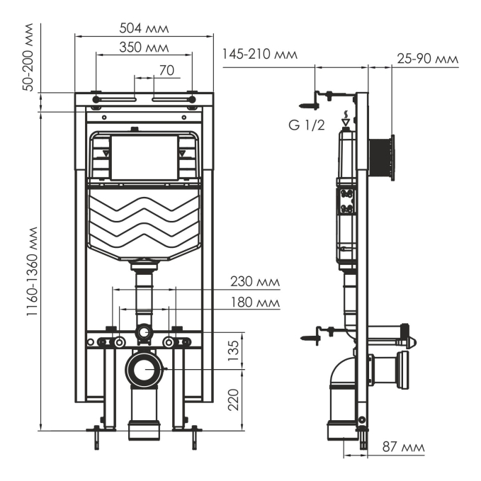 Система инсталляции для унитазов WasserKRAFT Dinkel 58TLT.010.ME.BN02 Система инсталляции для унитазов WasserKRAFT Dinkel 58TLT.010.ME.BN02