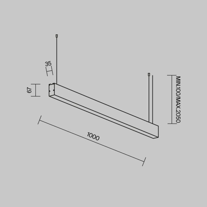 Линейный светильник подвесной 4000K 35x67 20 Вт (Черный, 1 м) LL312044, LL312044, изображение 6 Линейный светильник подвесной 4000K 35x67 20 Вт (Черный, 1 м) LL312044, LL312044, изображение 6