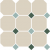 Керамогранит Top Cer Octagon New 4416 Oct13+18-A White 16 Turquoise 13 + Green 18 Dots 30x30, OCT16 DOT13/18-A