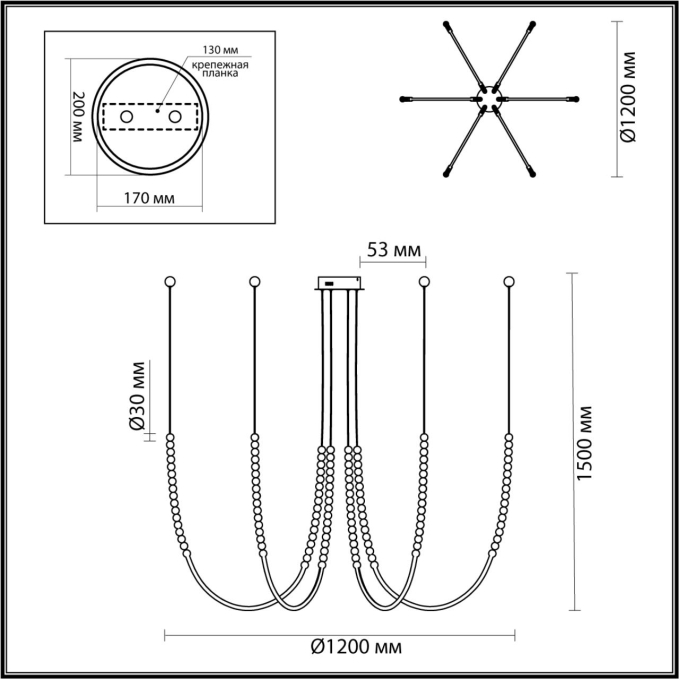 Люстра IP20 LED 70W 3500K 220V MONELLA HIGHTECH ODL24 225 ODEON LIGHT 6639/70L, схема товара Люстра IP20 LED 70W 3500K 220V MONELLA HIGHTECH ODL24 225 ODEON LIGHT 6639/70L, схема товара