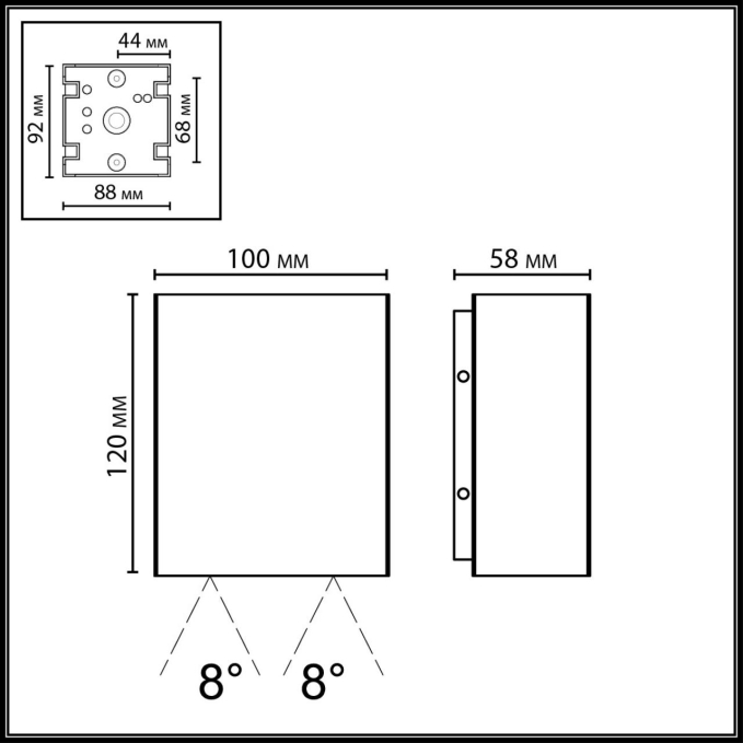 Фасадный светильник IP65 LED 2*5W 3000K 8° 85265V ARROW NATURE ODL26 000 ODEON LIGHT 7188/10WL, схема товара Фасадный светильник IP65 LED 2*5W 3000K 8° 85265V ARROW NATURE ODL26 000 ODEON LIGHT 7188/10WL, схема товара