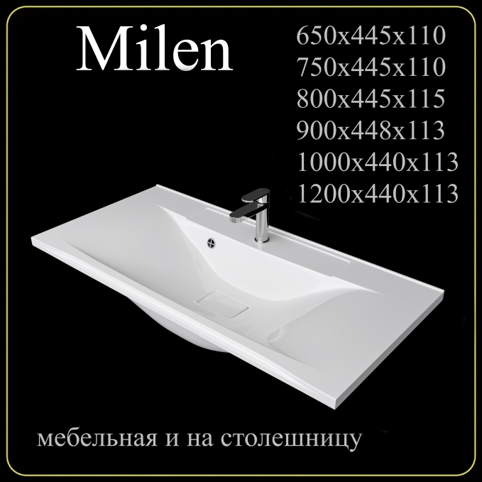 Мебельная раковина Madera Milen 4627173210096 65 см белая глянцевая Мебельная раковина Madera Milen 4627173210096 65 см белая глянцевая