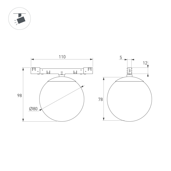 Светильник MAG-MICROCOSM-SFERO-R80-7W Day4000 (BK, 230 deg, 24V), Arlight, 051783, изображение 6 Светильник MAG-MICROCOSM-SFERO-R80-7W Day4000 (BK, 230 deg, 24V), Arlight, 051783, изображение 6
