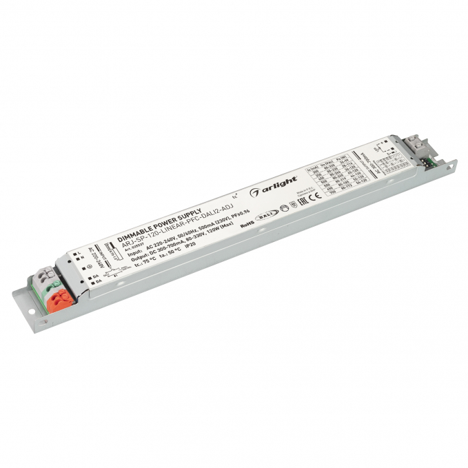 Блок питания ARJ-SP-120-LINEAR-PFC-DALI2-ADJ (120W, 80-330V, 0.3-0.7A), Arlight, 035537, изображение 1 Блок питания ARJ-SP-120-LINEAR-PFC-DALI2-ADJ (120W, 80-330V, 0.3-0.7A), Arlight, 035537, изображение 1