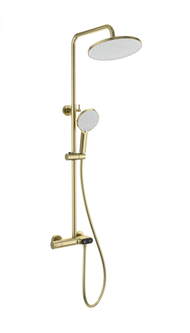 Душевая стойка со смесителем Wonzon & Woghand Muse Corno WW-B2091-A-BG золото брашированная с термостатом Душевая стойка со смесителем Wonzon & Woghand Muse Corno WW-B2091-A-BG золото брашированная с термостатом