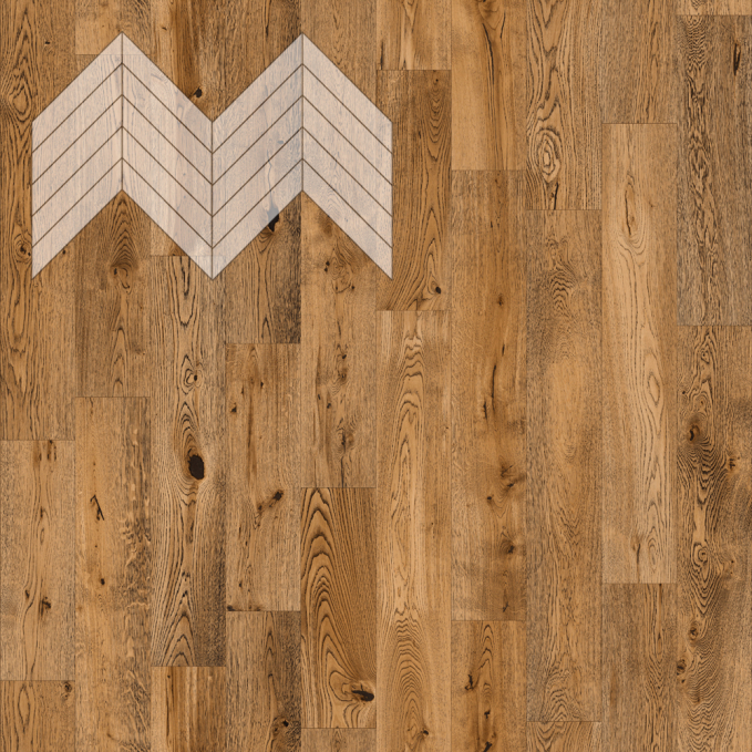 Паркет Елка Французская Lab Arte Chevron Дуб Натур Эбен лак 600/510х90х14/3/45°