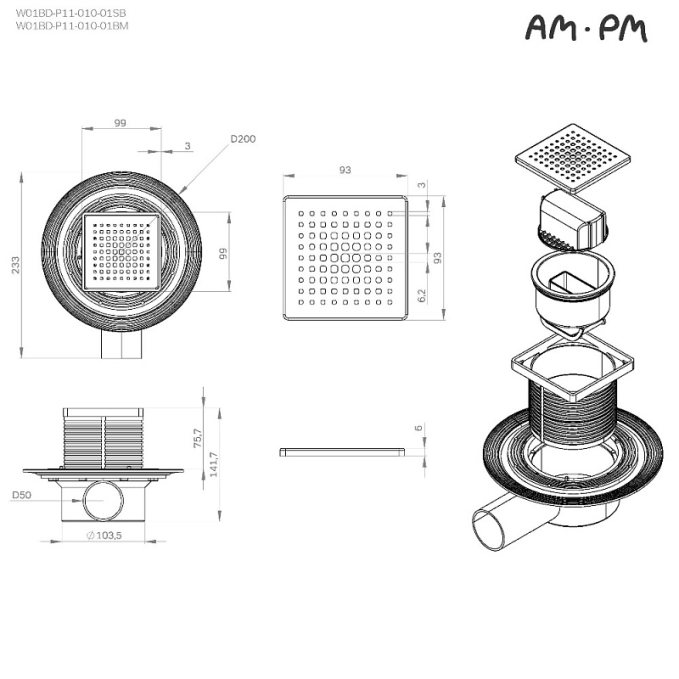 Трап AM.PM MasterFlow W01BD-P11-010-01SB